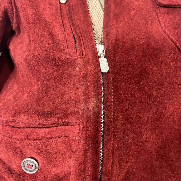 Belstaff The Aviator Suede Jacket Womens Genuine Leather Burgundy Mesh Detail 42 - Picture 9 of 12